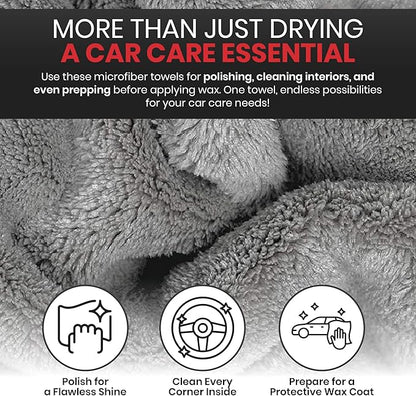 Platinum Microfiber Towels for Cars Extra Large Towel Set of 2 Drying Towels with Maximum Absorbency, Scratch Free Wash Towels for Detailing, Microfiber Cleaning Cloth Towel Kit