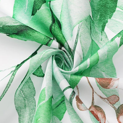 Gibelle Extra Long Shower Curtain 72 x 84, Emerald Green Floral Shower Curtain for Bathroom, Watercolor Plant Eucalyptus Leaves Fabric Shower Curtain Set