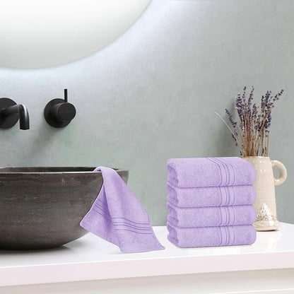 BOUTIQUO Ultra Soft Cotton Washcloths, Contains 12 Piece Face Cloths 12x12 inch, Ideal for Everyday use Face Towels, Compact & Lightweight Multi Purpose Washcloths - Purple