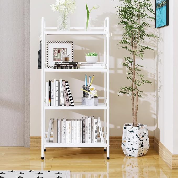 HDANI Storage Shelves, 4-Tier Metal Storage Rack with Shelf,Shelf Organizer,Garage Standing Shelving Unit for Laundry,Bathroom,Kitchen,Pantry, Closet,23.6''W X 13.8''D X 50 H'',White
