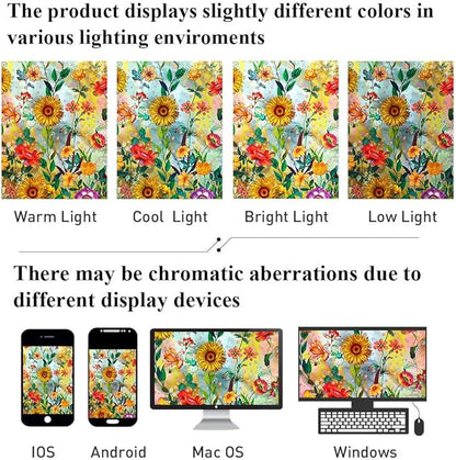 Bohemian Shower Curtain, Boho Floral Print Water Repellent Polyester Fabric for Bathroom Decor, 72×72 Inch Standard Size with 12 Hooks, Also as Room Divider