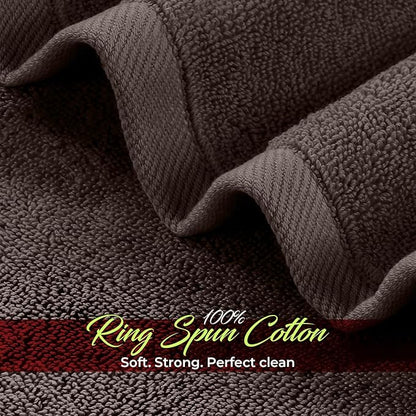 RIVERSIDE 12 Pack Washcloths - 12x12 Inches, 400 GSM, 100% Ring-Spun Cotton - Soft, Absorbent & Durable Face and Body Towels - for Bathroom, Spa, Gym, Makeup Removal & Everyday Use - Brown