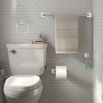 Bathroom Accessories Set Polished Chrome Towel bar Set, 4 Piece Towel Rack Set Towel bar for Bathroom Wall Mounted Durable 24 inch Towel bar Robe Hook Towel Ring Toilet Paper Holder