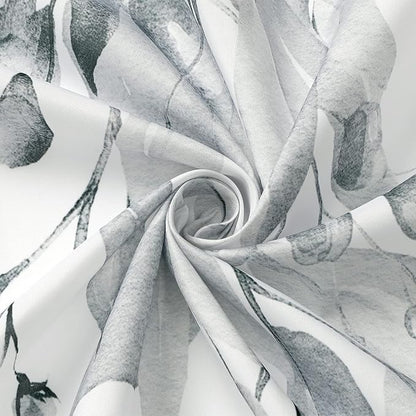 Gibelle Extra Long Shower Curtain 72 x 84, Grey Floral Shower Curtain for Bathroom, Watercolor Plant Eucalyptus Leaves Fabric Shower Curtain Set