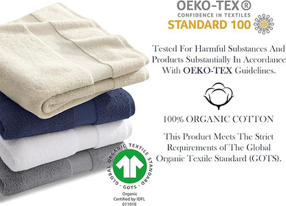 Delara Organic Cotton Luxuriously Plush Bath Sheet Pack of 4 | GOTS & OEKO-TEX Certified | Premium Hotel Quality Towels | Feather Touch Technology|650 GSM Long Staple|Soft, Quick Dry & Ultra-Absorbent