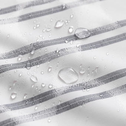Amazon Basics Geometric Jacquard Fabric Shower Curtain for Bathroom, Lightweight, Waterproof and Washable, 72" W x 74" L, Grey Striped