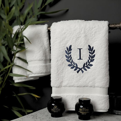Decorative and Monogrammed Hand Towels for Bathroom Kitchen Makeup | Personalized Gift for Wedding-Bridal | Roman Font Custom Luxury Turkish Towel | Spa Collection, Oversized, 16 X 30 Inch, Set of 2