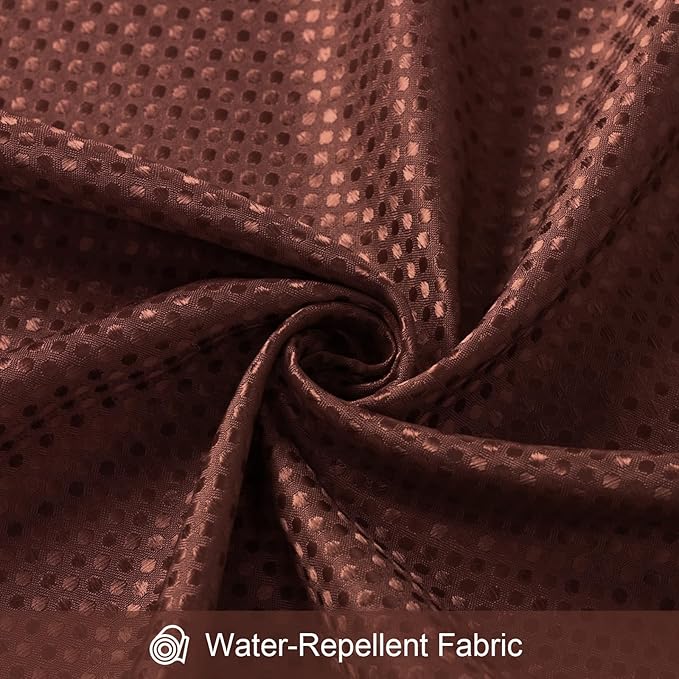 3 in 1 Shower Curtain Set, Brown Waffle Shower Curtain and PEVA Liner Set with 12 Stainless Steel Shower Curtain Hooks, Waterproof Fabric Shower Curtains for Bathroom, 72 W x 72 H