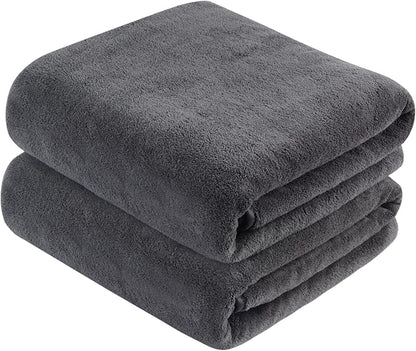KinHwa Microfiber Bath Towels Large Bathroom Towel Absorbent Shower Towels Soft Bath Towel Large Size for Women Men Ideal for Spa, Swimming, Pool Dark Gray (2, Grey, 30x60 inch)