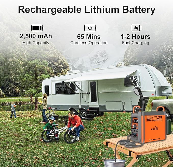 Hillhub Portable Propane Water Heater with Water Pump&Showerhead, Camping Instant Hot Water Heater with Overheating Protection, Outdoor Use Only Built-in battery for Showering&Cleaning