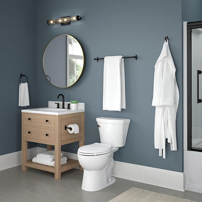 Franklin Brass Calloway 4-Piece Bathroom Set Matte Black 18" + 6" Towel Rack, Toilet Paper Holder, Hand Towel Holder, Hook | 4-Piece Bath Hardware Accessories Set CLWY64-MB