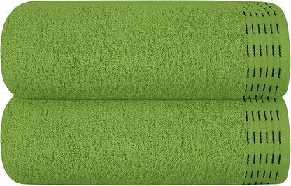 Cotton 2 Pack Oversized Bath Towel Set 28x55 inches, Large Bath Towels, Ultra Absorbant Compact Quickdry & Lightweight Towel, Ideal for Gym Travel Camp Pool - Kiwi Green