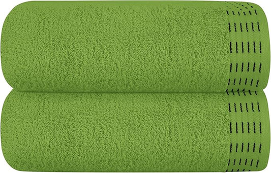 Cotton 2 Pack Oversized Bath Towel Set 28x55 inches, Large Bath Towels, Ultra Absorbant Compact Quickdry & Lightweight Towel, Ideal for Gym Travel Camp Pool - Kiwi Green