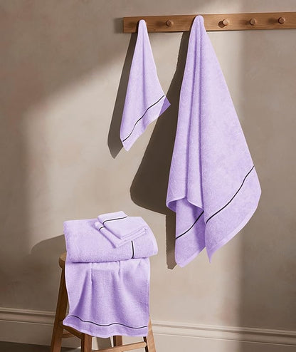 MyOwn Ultra Soft 6 Pack Cotton Towel Set, Contains 2 Bath Towels 28x55 inch, 2 Hand Towels 16x24 inch & 2 Wash Coths 12x12 inch, Ideal Everyday use, Compact & Lightweight - Purple