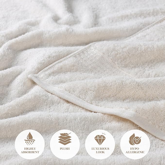 Superior Egyptian Cotton 10-Piece Face Towel Set , Small Towels For Facial, Spa, Quick Dry, Absorbent Towels, Bathroom Accessories, Guest Bath, Home Essentials, Washcloth, Airbnb, Ivory