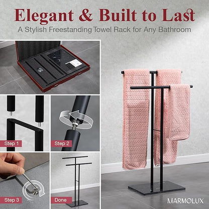 Towel Stand – Freestanding Towel Rack for Bedroom & Bathroom, Heavy-Duty Towel Drying Rack with Sturdy Base, Stylish Modern Free Standing for Spa & Home 1.6'x2.7'x0.7'