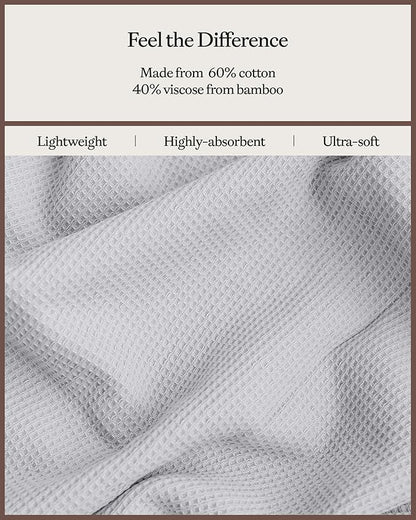 Cozy Earth Waffle Hand Towels - 60% Cotton 40% Viscose from Bamboo Hand Towels 20 x 30 Inches - Soft & Absorbent Terry, Reversible Mini Textured Waffle & Weave Pattern - 2 Pack