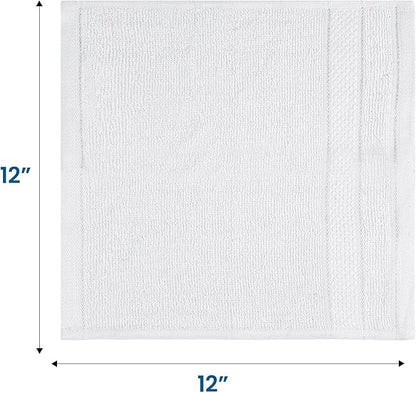 Casa Lino Face Towels & Body Wash Cloths for Showering - 100% Cotton Wash Cloths for Bathroom - Highly Absorbent & Quick Drying Washcloth Set - Cotton Washcloths 24 Pack (12" x 12") - (White)