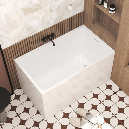43 Square Inch Acrylic Independent Bathtub, Capacity 50 Gallons, Can Hold 650 Pounds, Smooth White Surface, Chrome Plated Drainage And Overflow (Seated) (White, 43 In No Seat)