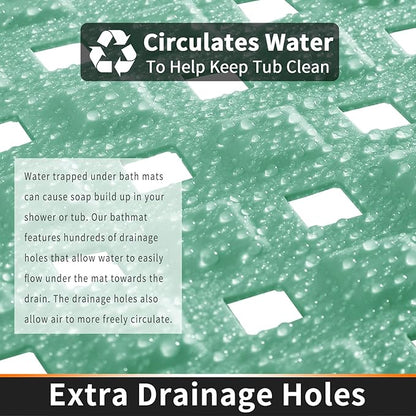 Yimobra Non Slip Bath Mat, Super Strong Suction Cups,34.5"x15.5"Long Tub Mat with Drain Holes, Machine Washable Fast Draining Shower Mats, Bathroom Essentials,MARRS Green
