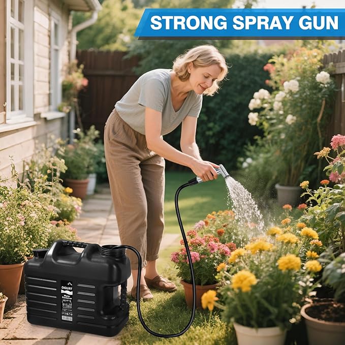 Portable Camping Shower with 5 Gallon Water Jug, 6000mAh Rechargeable Outdoor Camping Shower Kit, IPX7 Waterproof Pump BPA Free Water Containers Camp Essentials