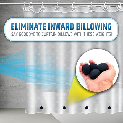 Powerful Anti-Billowing Magnetic Shower Curtain Weights for Splash-Free Bath Experience - 360° Silicone Wrapped - Will Never Rust - Heavy Magnets Prevent Curtain Liners from Blowing | 4 Pairs | Black