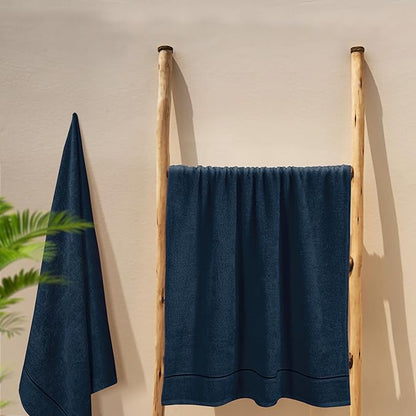 MyOwn Cotton 2 Pack Oversized Bath Towel Set 28x55 inches, Large Bath Towels, Ultra Absorbant Compact Quickdry & Lightweight Towel, Ideal for Gym Travel Camp Pool - Mineral Blue