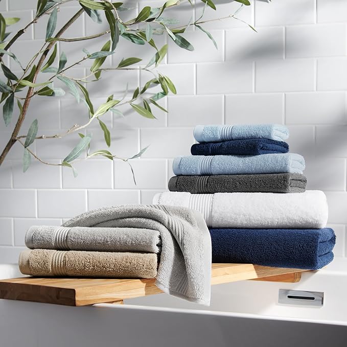 Arkwright Bath Towels Set of 6 - Super Soft 100% Cotton, 600 GSM Quick Dry & Absorbent, Luxury Bathroom Essentials with 2 Shower Towels, 2 Hand Towels and 2 Washcloths, Dove White