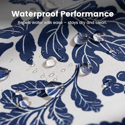 SLEEP ZONE Navy Leaf Shower Curtain Waterproof Curtains for Bathroom Decor Bathtub Farmhouse Shower Curtain 72" × 72"