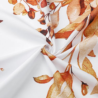 Gibelle Extra Long Shower Curtain 72 x 84, Orange Floral Shower Curtain for Bathroom, Fall Watercolor Plant Eucalyptus Leaves Fabric Shower Curtain Set