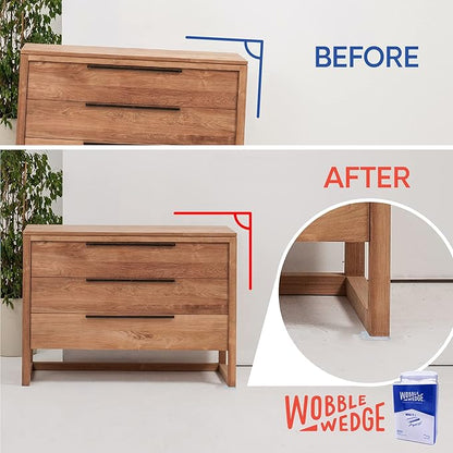 WOBBLE WEDGES The Original Rigid Plastic Shims, Heavy Duty Leveling Wedges for Furniture, Tables, Toilets, Home Improvement & Work Projects, Transparent Leveling Feet, Made in USA, 300Pack