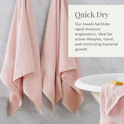 NY Loft 100% Cotton 6 Piece Bath Towel Set | Pink Towels | Soft & Absorbent Quick-Dry | 2 Bath Towels 2 Hand Towels and 2 Washcloths | Textured and Durable | Oeko-TEX Standard 100 | Light Pink