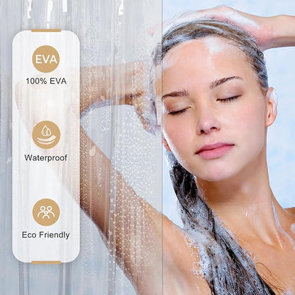 AmazerBath Shower Curtain Liner, 100% EVA Silky Soft Clear Heavy Duty Shower Curtain and Liner 2-in-1, 72x72 Luxury Plastic Weighted Bathroom Shower Liner, 12 Rustproof Grommets & 3 Heavyweight Stones