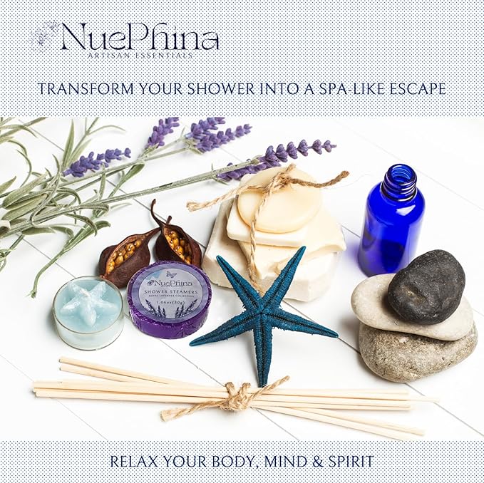 LUXURY LAVENDER SHOWER STEAMERS, 100% Natural Ingredients with Pure Essential Oils. Long Lasting Steamer for a Calming Aromatherapy Spa-Like Experience. The Affordable Premium Self-Care Gift for Women