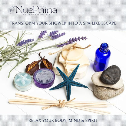 LUXURY LAVENDER SHOWER STEAMERS, 100% Natural Ingredients with Pure Essential Oils. Long Lasting Steamer for a Calming Aromatherapy Spa-Like Experience. The Affordable Premium Self-Care Gift for Women