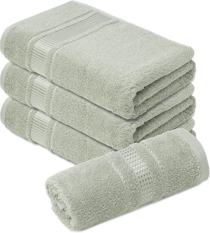 Melissa Linen, 4-Piece Bath Wash Cloths Set, 100% Turkish Cotton, Face & Hand Towels for Bathroom, Absorbent, Quick Dry and Soft Wash Rags for Kitchen (Mint Green Washcloths)
