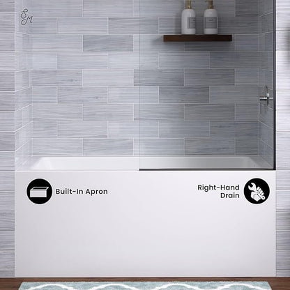 Voltaire 54" X 30" Right-Hand Drain Alcove Bathtub with Apron