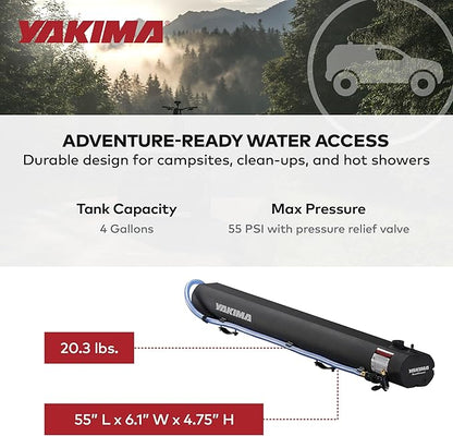 Yakima RoadShower Portable Aluminum Pressurized Water Storage with Garden Hose Adapter and 2 Outlet Water Ports