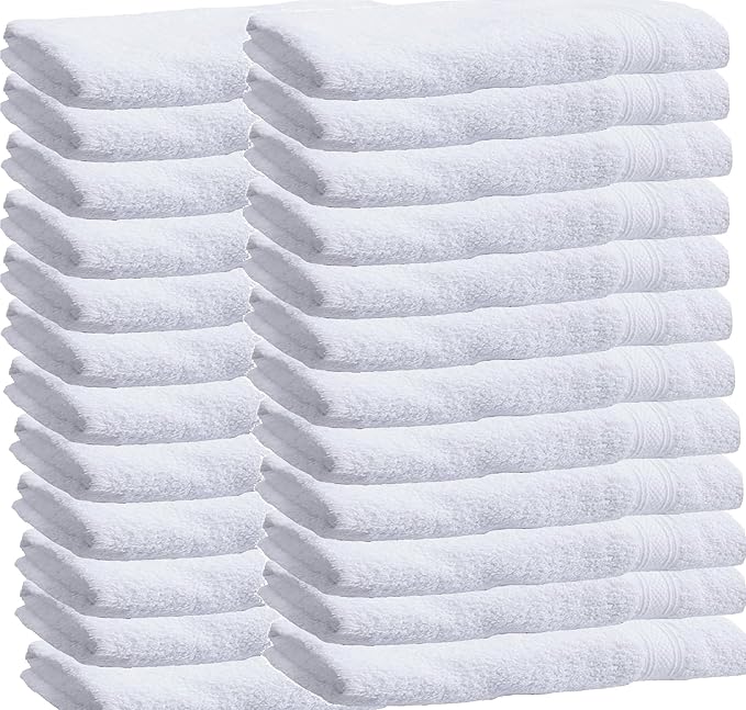 Towels N More Washcloth (60 White) - 100% Cotton Washcloth 12 x 12 - Highly Absorbent Bathroom washcloths, All Purpose Cleaning Towels, Face Towels (60)