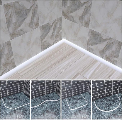 Duzzy 98 Inch Flexible Quarter Round Molding, Peel and Stick Silicone Rubber Trim Suitable for Shower Pans Gap and the Base of Staircase