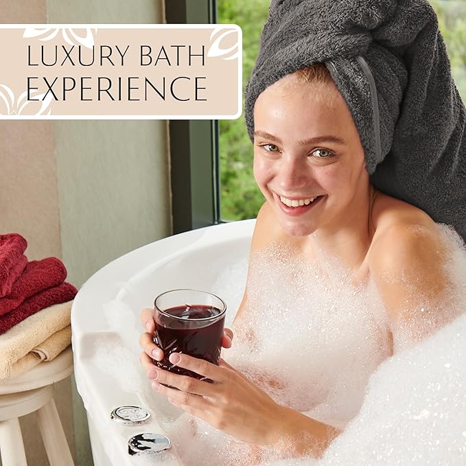 MAURA Grey Bath Towel Set of 8 for Bathroom. Turkish Cotton Luxury Bath Towels. Extra Large, Thick, Plush & Soft. Hotel & Spa Quality - Space Gray