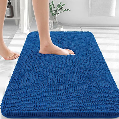 OLANLY Bathroom Rugs 30x20, Extra Soft Absorbent Chenille Bath Rugs, Rubber Backing Quick Dry, Machine Washable Bath Mats for Bathroom Floor, Tub and Shower, Home Decor Accessories, Deep Navy Blue