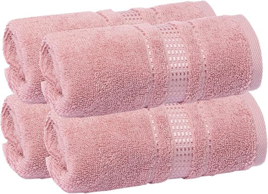 Melissa Linen, Fingertip Towels 4 Pack, 100% Turkish Cotton, Small Hand Towels for Body and Face, 12 x 18 in, Soft and Absorbent, Quick Dry, (Pink Fingertip Hand Towels)