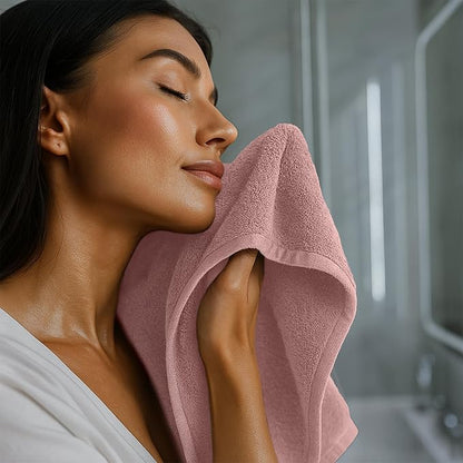 RIVERSIDE 12 Pack Washcloths - 12x12 Inches, 400 GSM, 100% Ring-Spun Cotton - Soft, Absorbent & Durable Face and Body Towels - for Bathroom, Spa, Gym, Makeup Removal & Everyday Use - Dusty Rose
