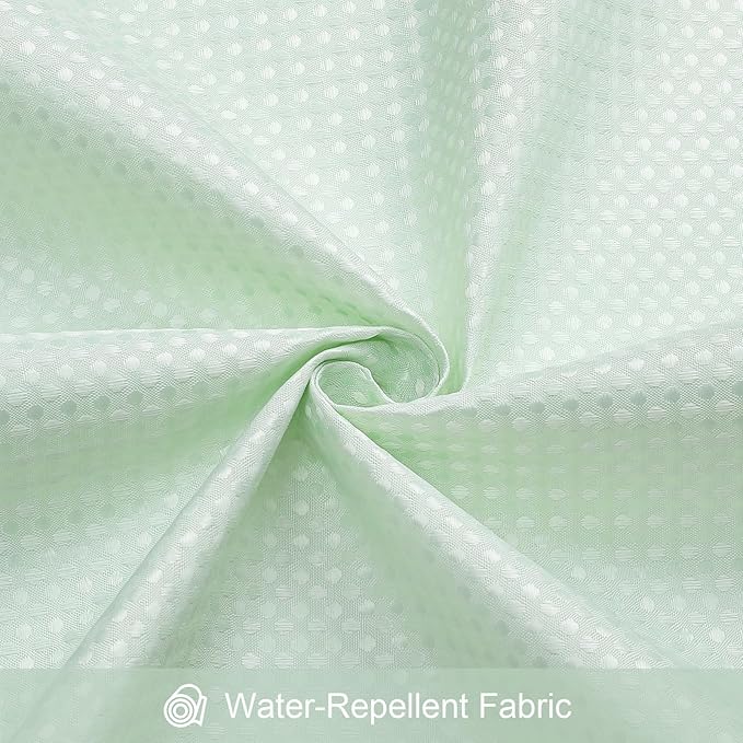 3 in 1 Extra Long Mint Green Shower Curtain Set-72 W x 84 H, Modern Waffle and PEVA Liner Set with 12 Stainless Steel Hooks, Waterproof Fabric for Bathroom
