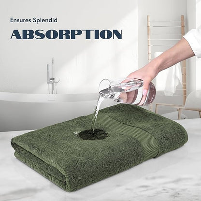 White Classic Luxury Soft Bath Sheet Towels - 650 GSM Cotton Luxury Bath Towels Extra Large 35x70 | Highly Absorbent and Quick Dry | Hotel Quality Extra Large Bath Towels Oversized, Dark Green, 2 Pack