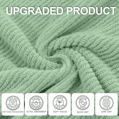 VOOVA & MOVAS Hand Towels for Bathroom Set of 4, Large 18" x 28", 100% Cotton | Lightweight | Thick | Quick Dry | Soft | Absorbent, Sage Green Hand Towels, Bathroom Essentials