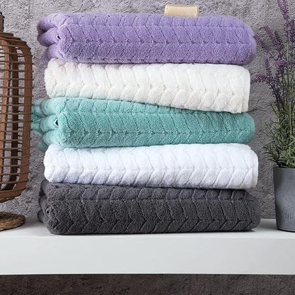 BAGNO MILANO Turkish Bath Towels, Soft Plush Jacquard Luxury Bath Towels, Quick Dry Towel Set (Black, 2 pcs Bath Towel Set)