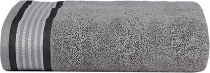 CASA COPENHAGEN He & She 4 Pieces Large Bath Towel Set- Pine Grey + Grey Violet, 550 GSM, Designed in Denmark Made of Soft Egyptian Cotton for Bathroom, Kitchen & Shower