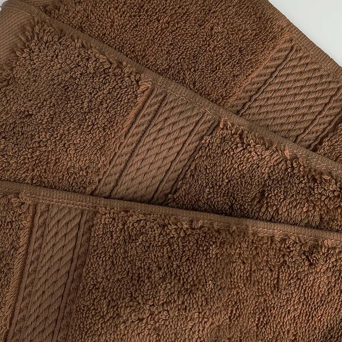 Superior Egyptian Cotton Pile 8 Piece Towel Set, Includes 2 Bath, 2 Hand, 4 Face Towels/Washcloths, Ultra Soft Luxury Towels, Thick Plush Essentials, Guest Bath, Spa, Hotel Bathroom, Chocolate